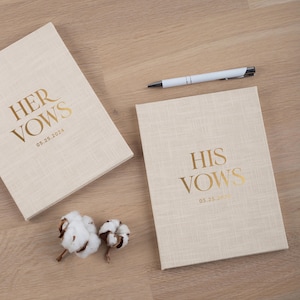 Linen Wedding Vow Books | Personalized Hard Cover Vow Booklets | His and Her Vow Booklets | Best Seller Wedding Gift