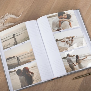 Album fotografico con tasche per 300 foto 4x6" / 10 x 15 cm / Album fotografico personalizzato per matrimonio / Libro dei ricordi di famiglia personalizzato in lino