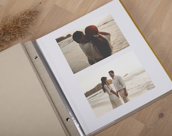 Extra Großes personalisiertes Gästebuch | Selbstklebendes Hochzeitsfotoalbum | Personalisiertes Leinen Erinnerungsbuch | Einzigartiges Geschenk zum Hochzeitstag