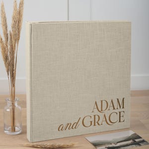 Álbum de fotos com compartimentos para 100 a 1000 fotos de 10 x 15 cm | Álbum de fotos personalizado para casamento | Livro de memórias de família personalizado em linho