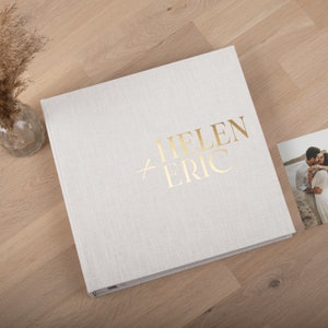 Self-adhesive Wedding Photo Album | Extra Large Personalized Scrapbook | Natural Linen Memory Book | Bestseller Wedding Anniversary Gift