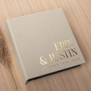 Album photo avec pochettes pour 40-400 photos 10 x 15 cm / 10 x 15 cm | Album photo de mariage personnalisé à insérer | Livre de souvenirs de famille en lin personnalisé