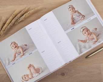 Babyfotoalbum met hoezen voor 200 4x6 foto's | Slip-in fotoalbum | Gepersonaliseerde linnen geheugenboek | Bestseller kraamcadeau