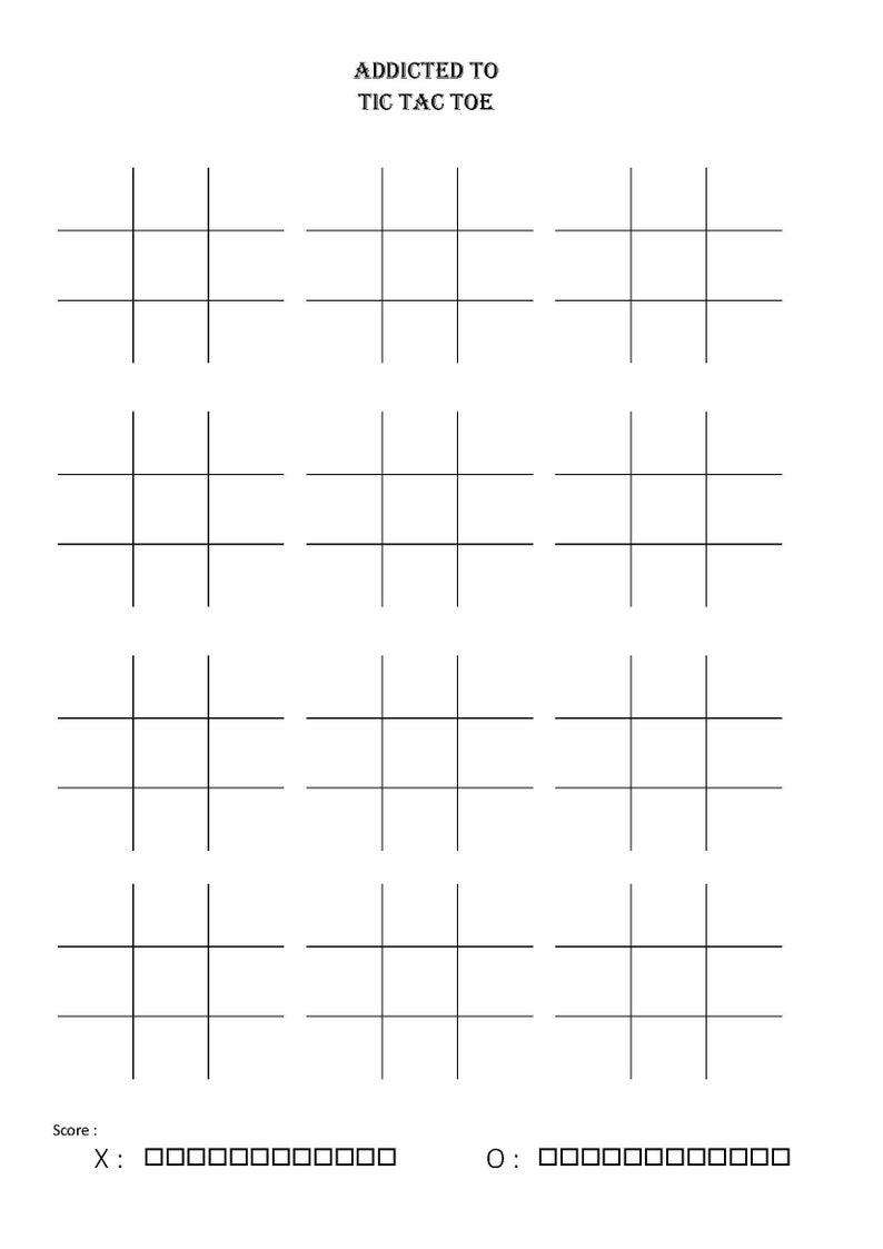 Tic Monitoring Sheet.pdf Tic-tac-toe Game, Printable, Family Game, Classroom Activities, Instant ...