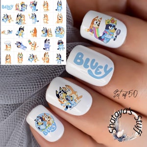 Blau mit Wort Set mit 50 Wasserschiebebildern