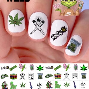 Weed Set med 50 vattenrutschkana nageldekaler