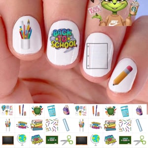 Back to school  Set of 50 Waterslide nail art decals
