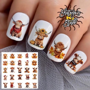 Cows Set of 50 Waterslide nail art decals