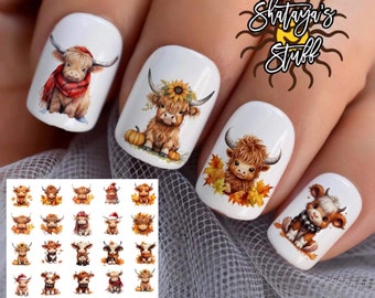 Cows Set of 50 Waterslide nail art decals