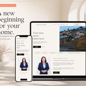 Real Estate Agent Website Canva Template | Editable Multi-Page Realtor Website | Coastal Cream Black Design | Listings Neighborhoods Contact