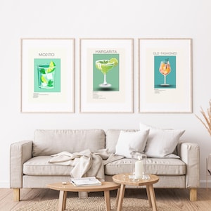 Cocktail Art Prints Set: Retro Bar Cart Decor (Digital Download)