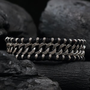 Handmade Natural  Diamond Macrame  Bracelet, with Chain Link , made in 925 Silver, Thread Bracelet, with Multiple Thread Color Options