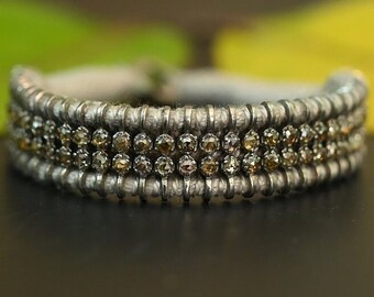 Handgefertigtes Diamant Makramee Armband | 925 Sterling Silber verstellbar Armband Unisex Stapelbarer Luxusschmuck