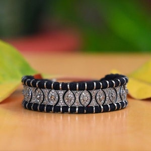 Handmade Natural Diamond Macrame Bracelet, with Pave Diamond , made in 925 Silver, Thread Bracelet, with Multiple Thread Color Options