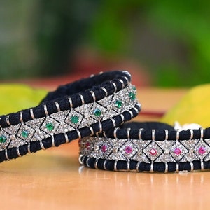 Natural Handmade Macrame Bracelet in Ruby or Emerald Gemstones |Thread Diamond Stackable Bracelet for Women | Amazing Bracelet ,Gift for Her