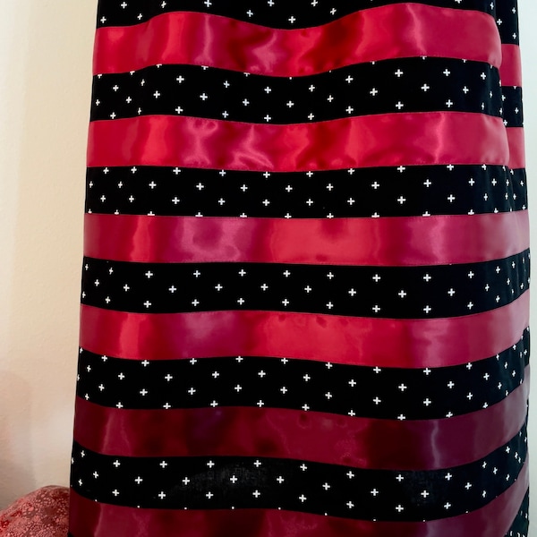 Night Fire Ombré on Black Sky w/ Red Ribbon Skirt by Snow Lizard