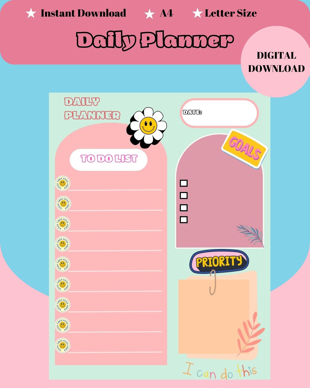 daily-planner-digital-planner-printable-planner-colorful-etsy