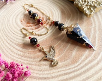 Natural stone divination pendulum, resin and natural stone, crystal dowsing tool for energy healing & spiritual guidance