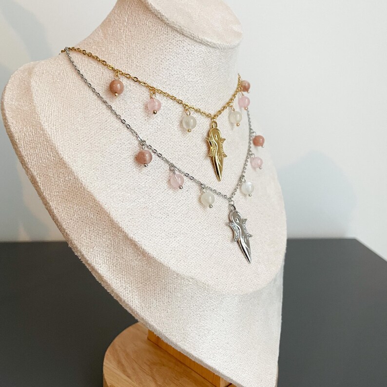 Triple Goddess Moon Necklace, Feminine and Delicate, Pretty Lunar