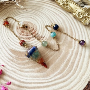 Customized resin pendulum with Natural stone, Chakra balancing, chakra healing crystal pendulum