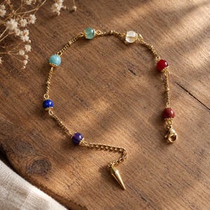 Bracciale pendolo divinatorio da personalizzare, pendolo divinatorio in acciaio inossidabile, perle naturali, pendolo di chiaroveggenza