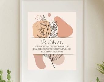 Be Still and Know that I am God, Psalm 46:10, Scripture Art, Bible Verse Printable, Christian Gift, Wall Art, Digital Download