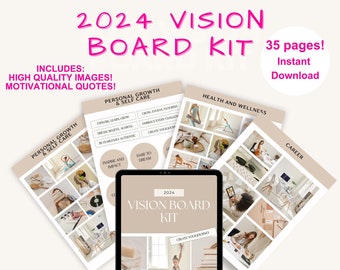 Vision Board Instant Download Goal Planning Manifestation Guide Goal Setting Planner for Positive Affirmation with image motivational quotes