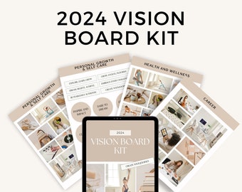 Druckbares Vision Board Bündel, Affirmationen, Manifestation, Vision Board Kit PDF, Dream Board, Vorsatz für 2024