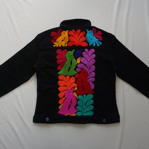 Traditional Mexican Floral Design Denim/Jean Jacket Size Medium Adult