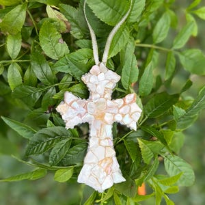 Small  Seashell Cross, Coastal Decor, Handmade Easter Decor Religious Gift