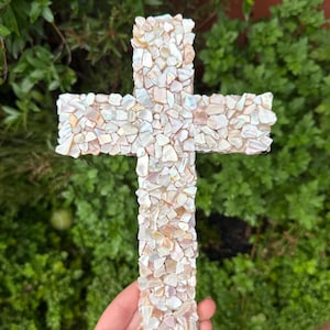 Personalized Hand Painted Mosaic Cross – Custom Baptism, Christening or Communion Gift