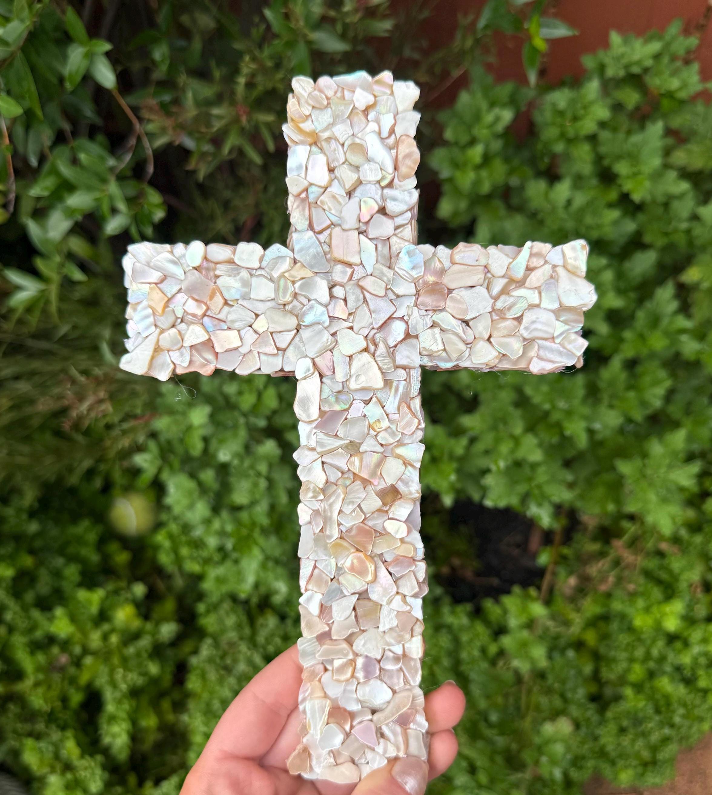 Personalized Hand Painted Mosaic Cross – Custom Baptism, Christening or ...