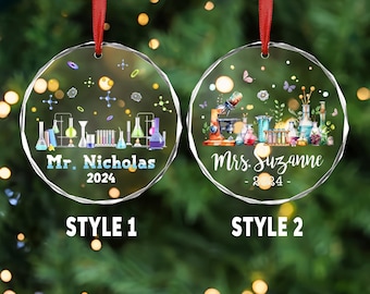 Personalized Biology Christmas Ornament, Science Lab Ornament For Scientist, Lab Week, Chemistry Lover, Science Lover Gift, Science Club