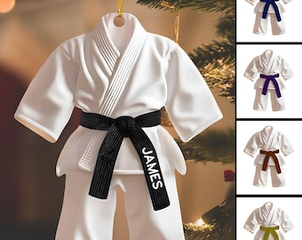 Custom Black Belt Karate Ornament, Karate Uniform For Girls Boys, Custom Belt Color, Karate Black Belt Ranking Gift, Martial Arts Xmas Gifts
