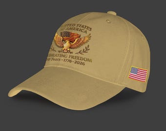 Eagle American Flag 1776-2026 Baseball Hat, 250 Years USA Embroidery Cap, Patriotic Anniversary Classic Cap, USA Milestone Baseball Hat 2025