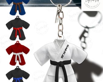 Custom Black Belt Kid Uniform Keychain,  Personalized Karate Keychain Gift, Gift For Karate Practitioner, Karate Belt Keychain Gifts