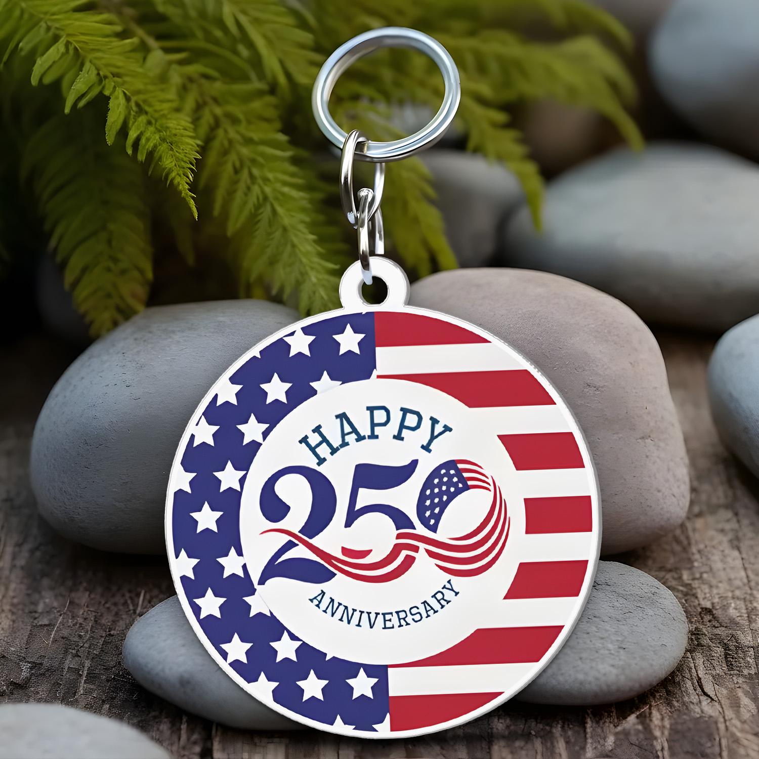 Happy 250th Anniversary Keychain, 1776–2026 USA Patriotic Keyring ...