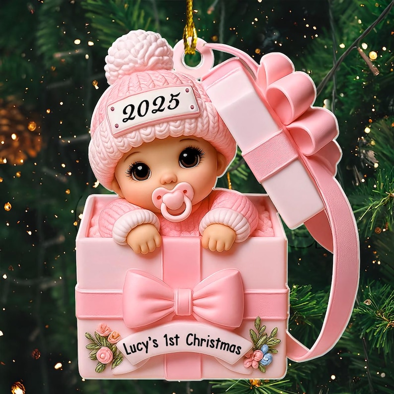 Personalized Baby Girls 1st Christmas Ornament, Baby Boy, Baby Girl 1st ...