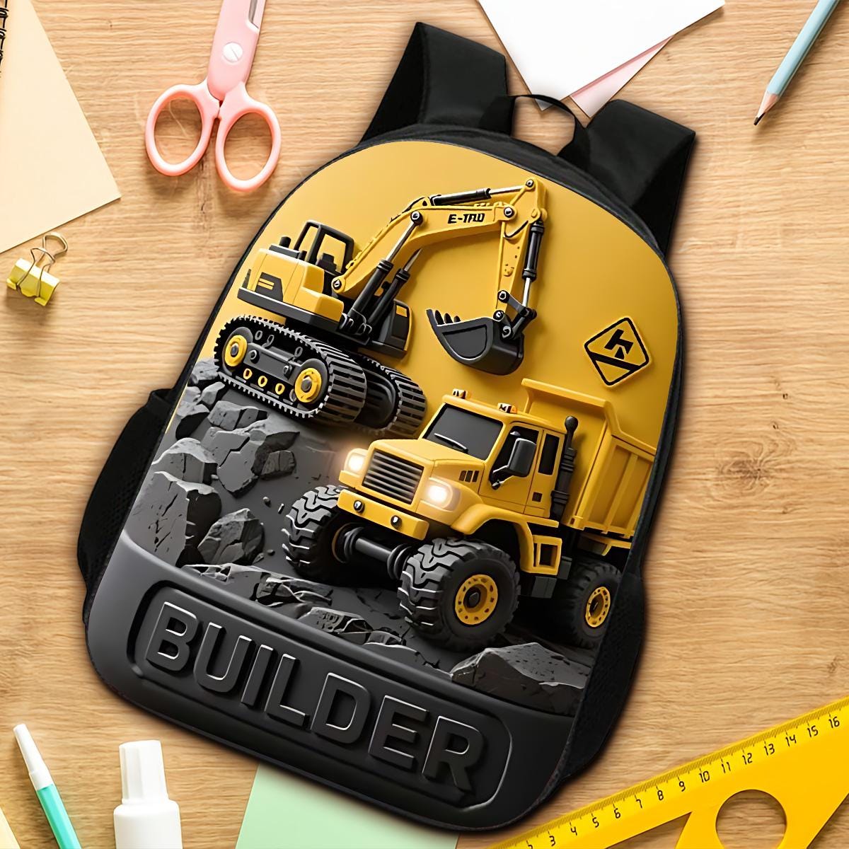 Custom Kids Construction Backpack, Personalized School Bag With Name ...