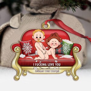 Cute Couple Sitting On Chair Personalized Acrylic Ornament