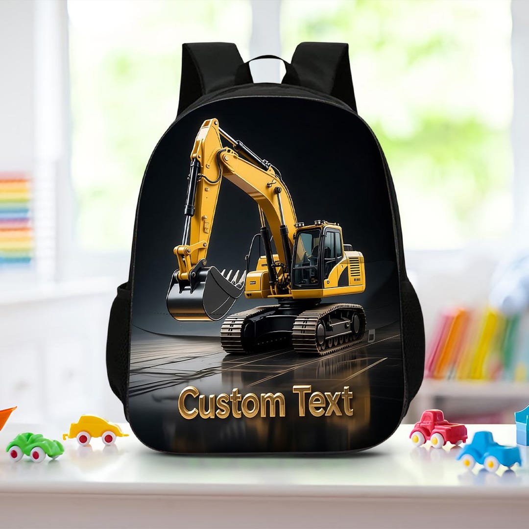 Personalized Construction Truck Backpack, Custom Name Kids Construction ...