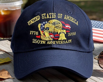 Personalized US 250th Anniversary Embroidery Cap, Patriotic 1776-2026 Hat, American Flag Baseball Cap, Veteran Gift, Independence Day Hat