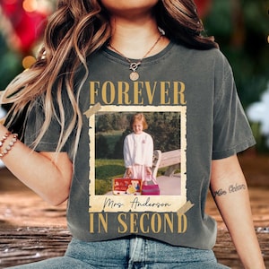 Personalized 2nd Grade Teacher Shirt, Custom Second Grade Teacher Shirt, Custom Photo Teacher Shirt, Retro Forever In Second Grade Hoodie