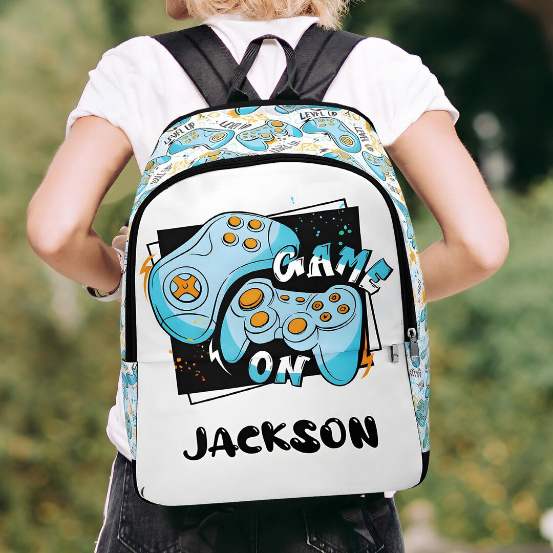 Personalized Game on Backpack, Custom Name Gamer Backpack, Kids Gaming ...