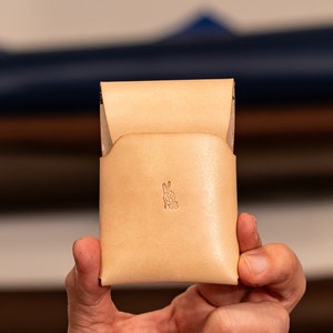 Billetera minimalista, Billetera sin costuras, Billetera para tarjetas sin costuras, Estuche para tarjetas de presentación, Billetera de cuero rojo, Regalo para el día de San Valentín para hombres, Regalo para hombres