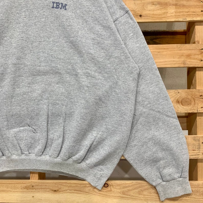 Vintage IBM Graphic Hanes Crewneck Sweatshirt Jumper Pullover Sweater Grey Colour Size Fits Large XLarge image 4