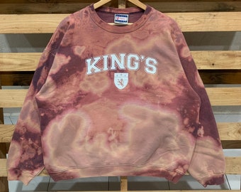 King's American Sport Hanes Vintage Sweatshirt Crewneck Sweater Pullover Print Logo Tie-Dye Red Size L