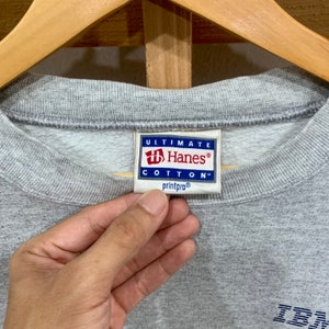 Vintage IBM Graphic Hanes Crewneck Sweatshirt Jumper Pullover Sweater Grey Colour Size Fits Large XLarge image 3
