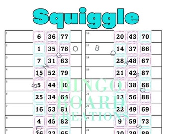 30 line Bingo Boards