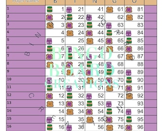 20 Line Mixed and Straight Bingo board